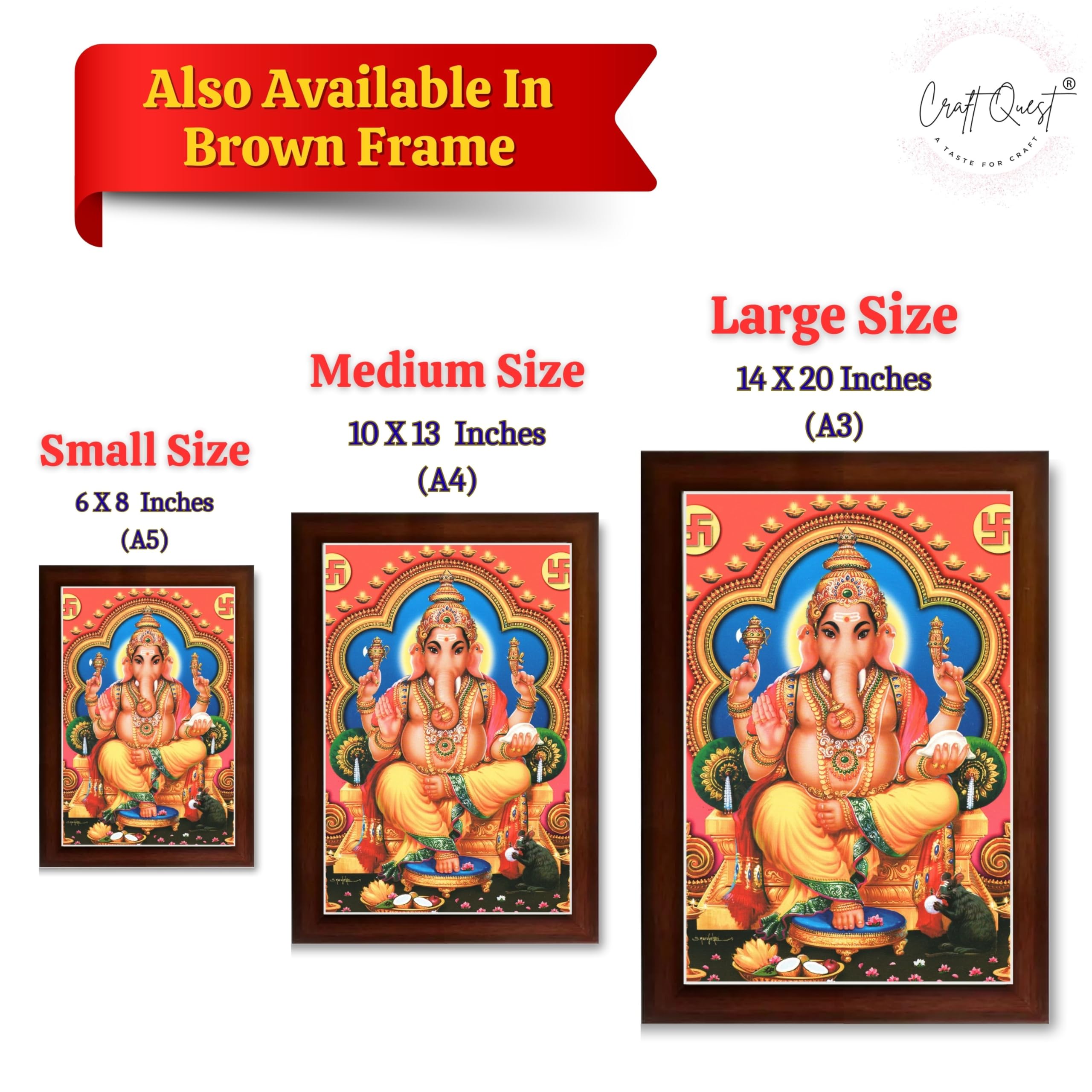 CRAFT QUEST Lord Ganpati Modern Wall Art Painting With Frame, Home and Office Decor