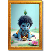 CRAFT QUEST Bal Gopal Painting | Krishna Photo Frames for Walls, Home, Bedroom, Living Room and Home Decor