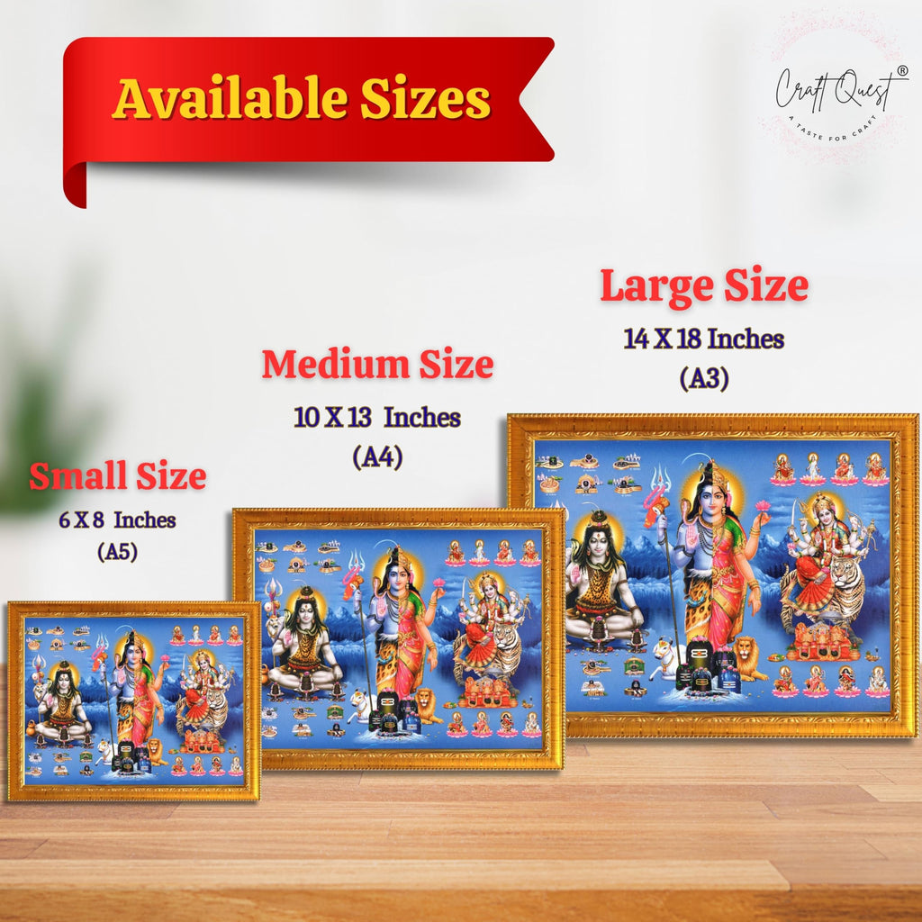 CRAFT QUEST Ardhanarishvara Arthanareeswara Shiv Parvati Photo Frame | Spiritual Framed | Ideal for Home, Office, Temple & Puja Room, Wall Decor