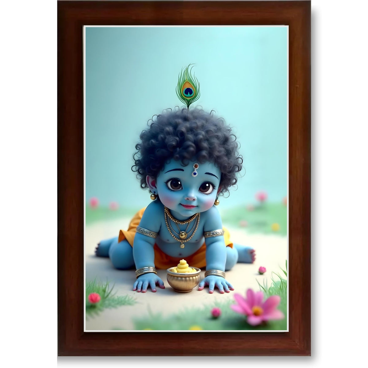 CRAFT QUEST Bal Gopal Painting | Krishna Photo Frames for Walls, Home, Bedroom, Living Room and Home Decor