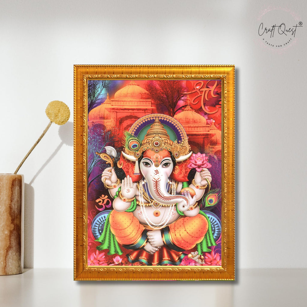 CRAFT QUEST Lord Ganesha Ganesh Ganpati Ganapathi Hanging Wall Painting Framed Home Decor