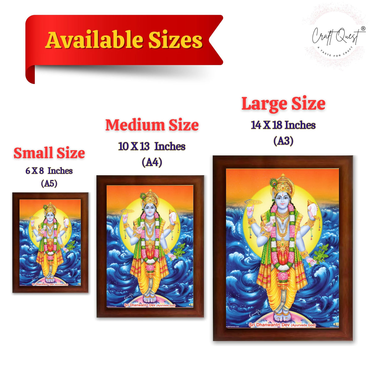 CRAFT QUEST Dhanvantari/Dhanvantri God of Health and Ayurveda Photo Frame