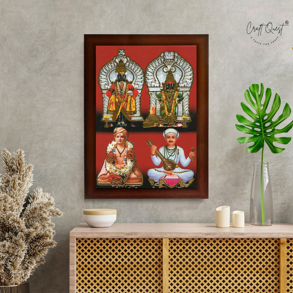 CRAFT QUEST Lord Shri Vitthal Rukmini Photo Frame with Acrylic Sheet Wall Hanging/Gift/Temple/puja Room/Home Decor Frame Item
