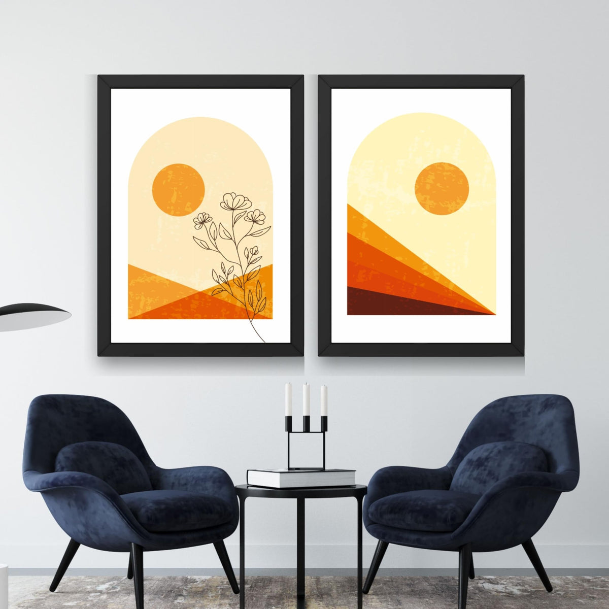 CRAFT QUEST Wall Art Decor Paintings | Set of 2 Floral Wall Art Frames for Home Decoration | Perfect for Living Room, Bedroom & Office