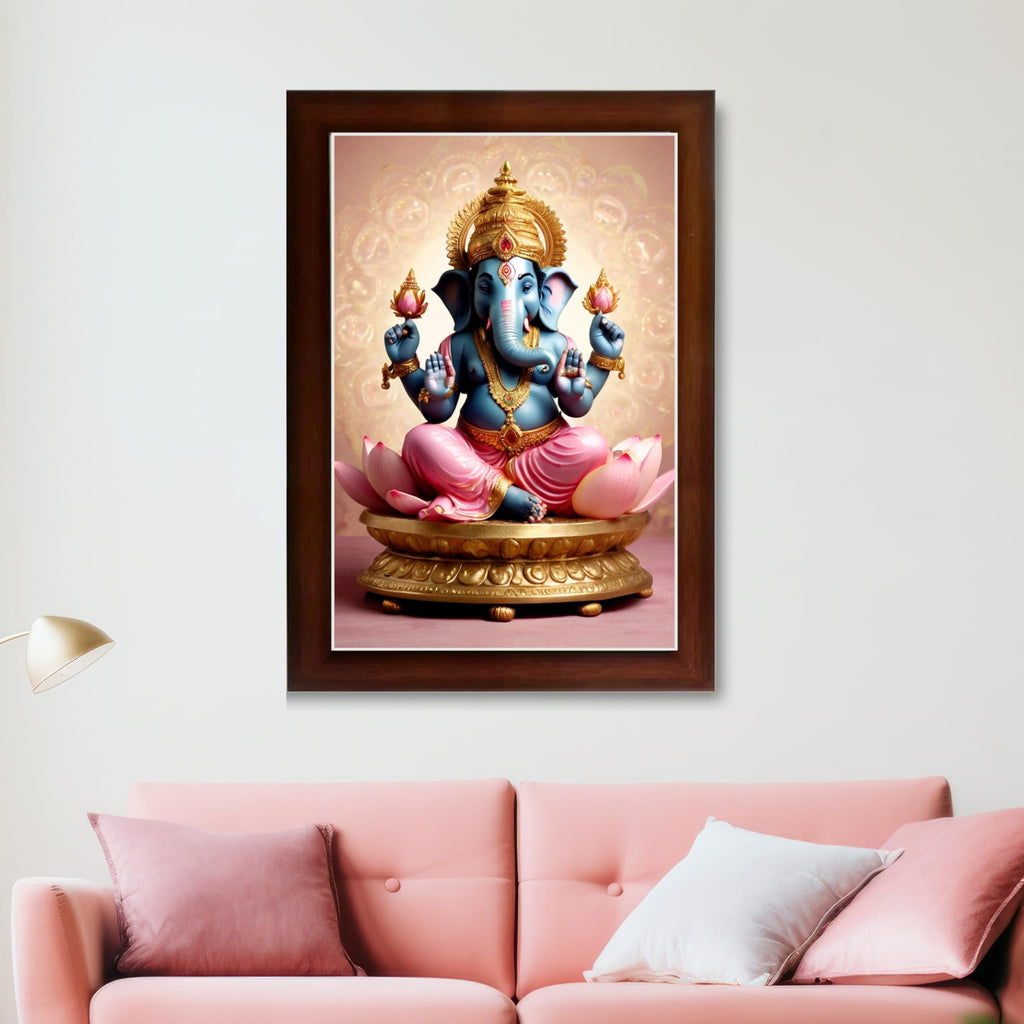 CRAFT QUEST God Ganesh Ganpati ji Ganesha Art Framed Painting Ready to Hang