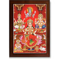 CRAFT QUEST Lakshmi Devi Ganesha Saraswati Ganesh ji Hanging Wall Painting Framed Home and Pooja Decor Hindu Bhagwan Devi Devta Photo Frame