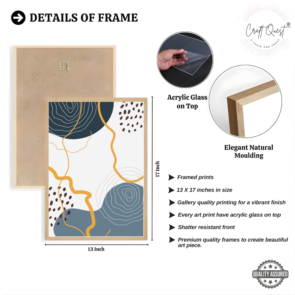 CRAFT QUEST Abstract Modern Shapes Wall Art | Set of 3 Frames for Home Decoration | Ideal for Living Room, Bedroom & Offices