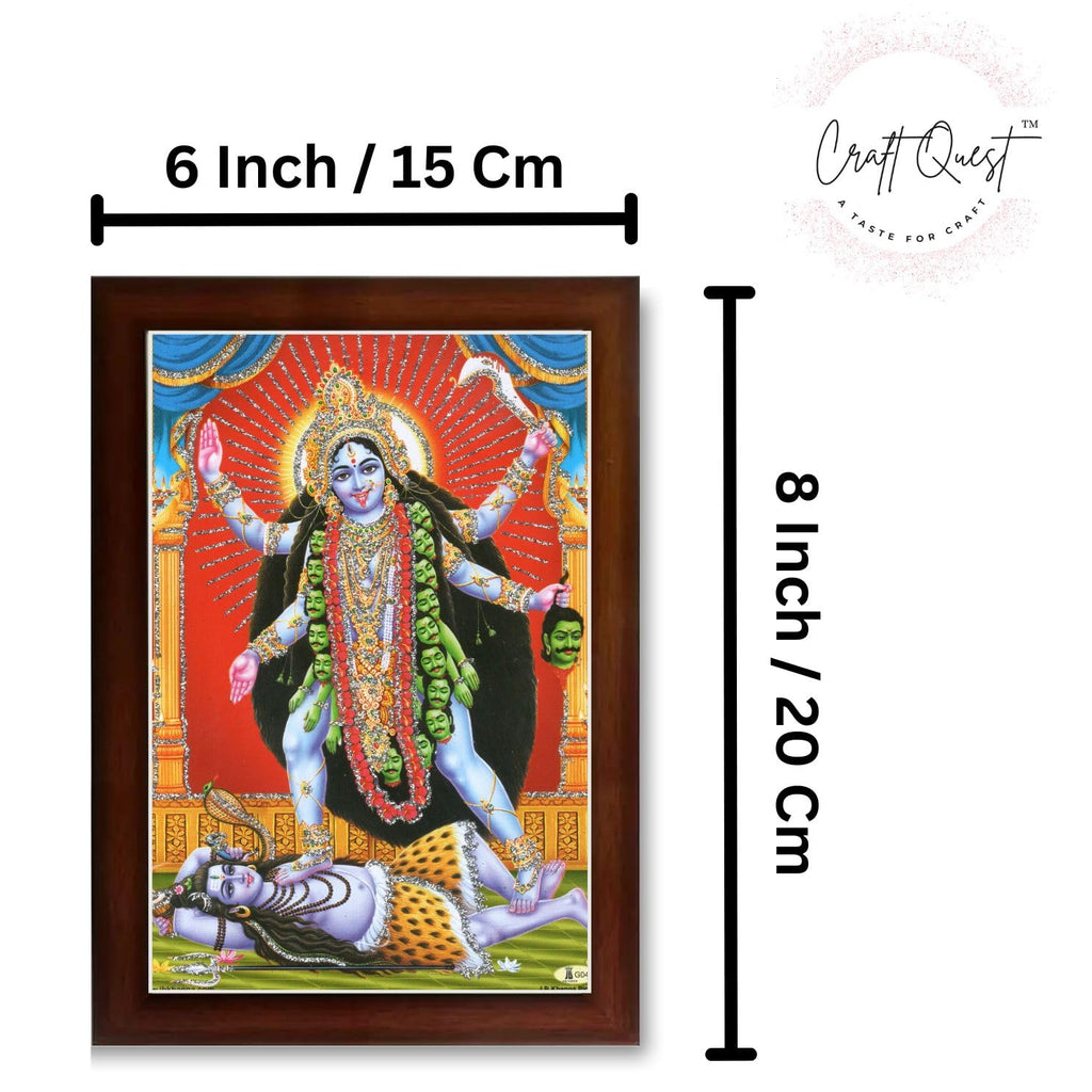 CRAFT QUEST Kali Mata photo with frame, God Religious Framed Painting With Acrylic Glass