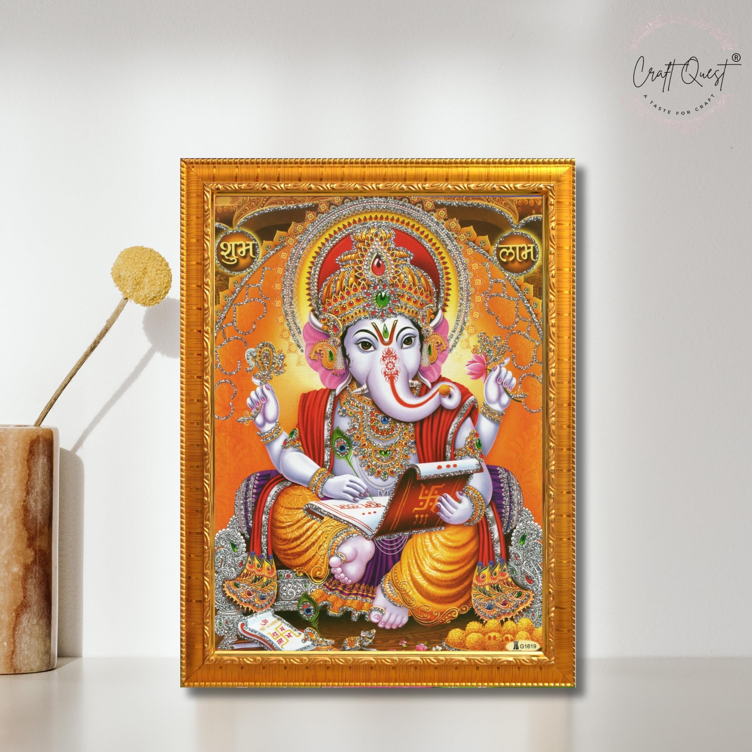 CRAFT QUEST Lord Ganpati Ganesha Modern Wall Art Painting With Frame, Home and Office Decor Item