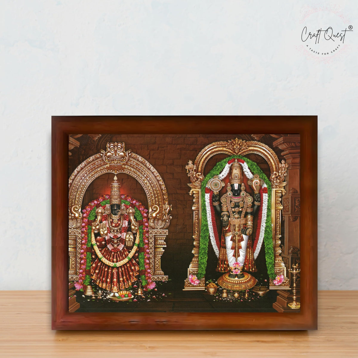 CRAFT QUEST Tirupati Balaji Padmavati Venkateshwara Swamy Wall Photo Frame | South God Frame for Home, Office, Temple & Gifting