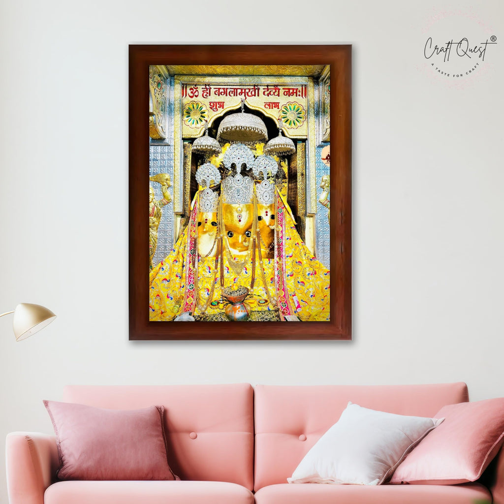 CRAFT QUEST Baglamuklhi maa/mata wodden Religious Photo Frame for Home, Office