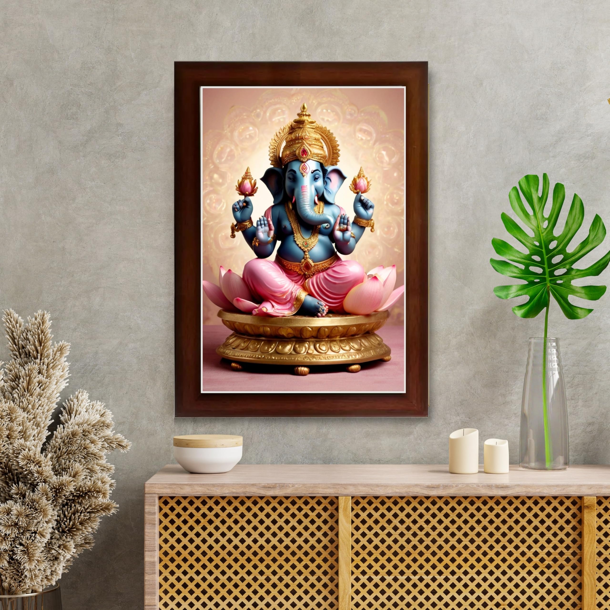 CRAFT QUEST God Ganesh Ganpati ji Ganesha Art Framed Painting Ready to Hang