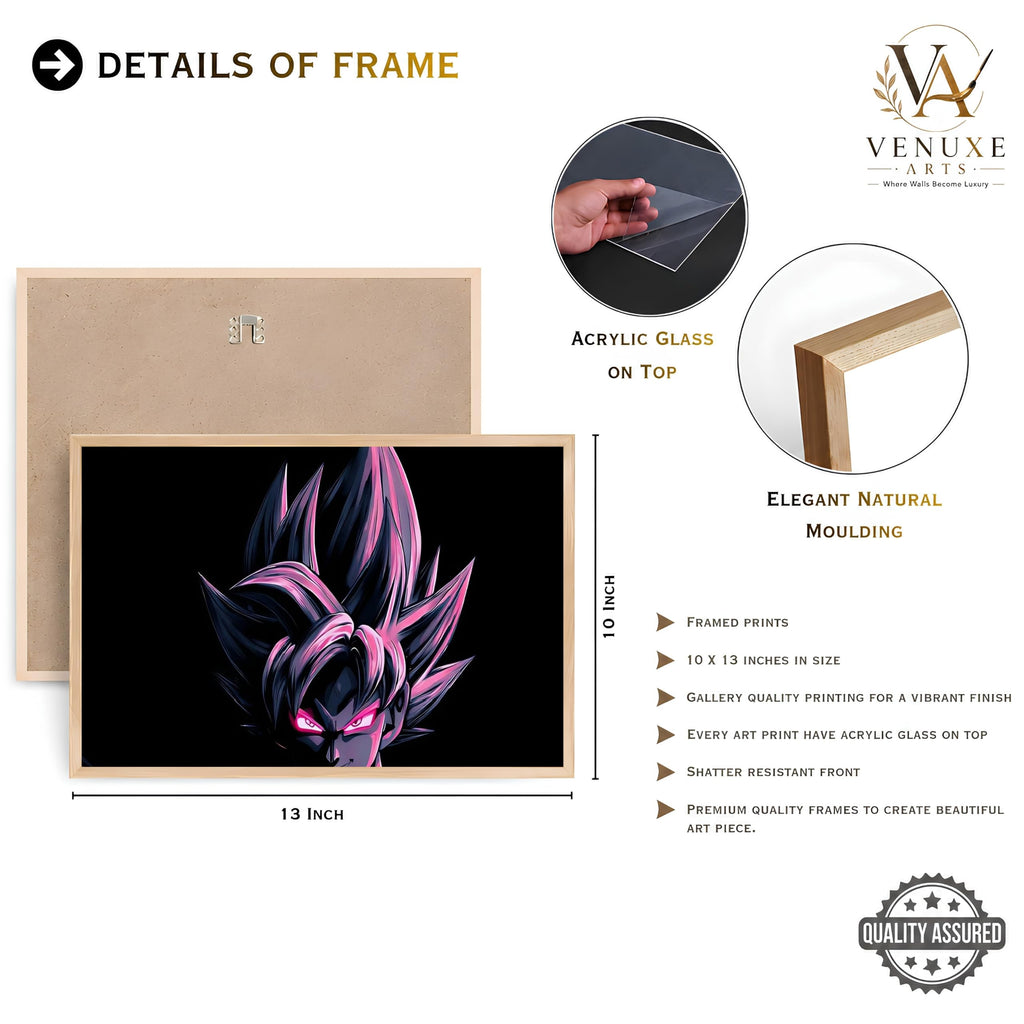 VENUXE ARTS Set Of 3 Anime Characters Wall Framed |Anime Characters Framed Poster for Living Room Bedroom Gaming Room Studio Wall Decor