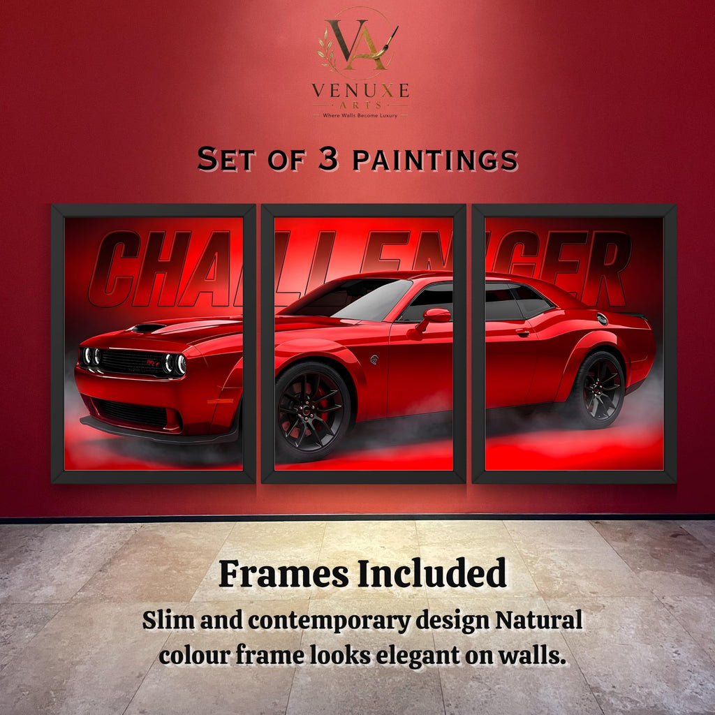 VENUXE ARTS Set Of 3 Big Sports Cars Framed Posters Gift Items for Boys Room Wall Decoration Bedroom, Living Room, Office, Studio Décor | Car Poster Frame for Wall Décor