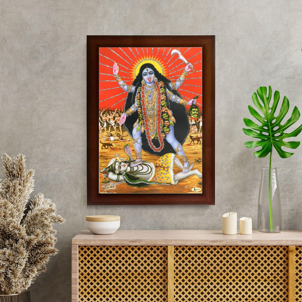 CRAFT QUEST Kali Mata photo with frame, God Religious Framed With Acrylic Glass
