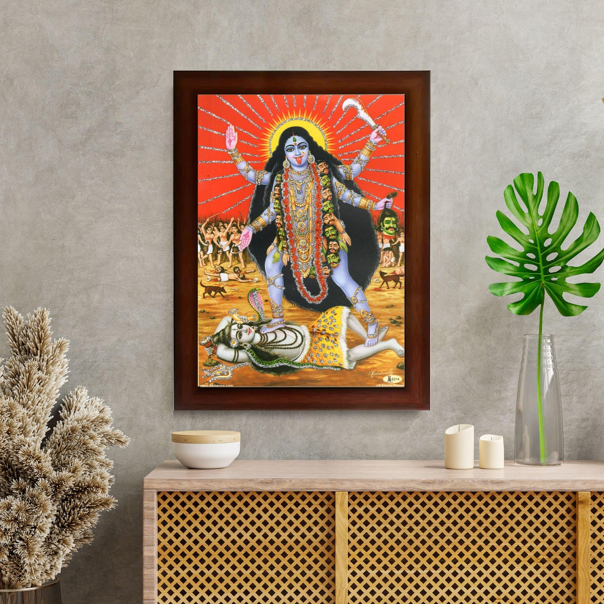 CRAFT QUEST Kali Mata photo with frame, God Religious Framed With Acrylic Glass