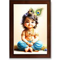CRAFT QUEST Bal Gopal Painting | Krishna Photo Frames for Walls, Home, Bedroom, Living Room and Home Decor Item