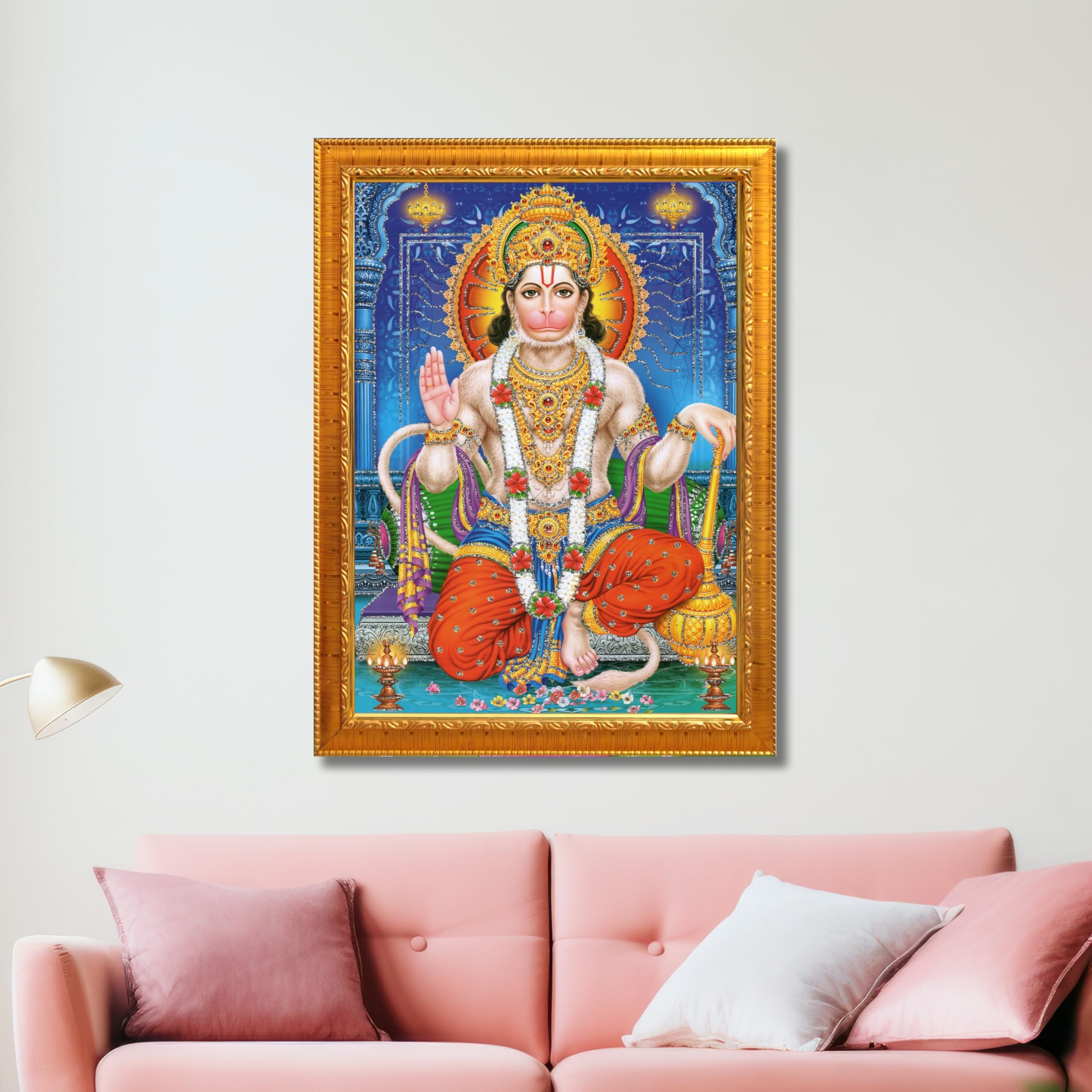 CRAFT QUEST Hanuman JI | Bajrangbali Religious Photo frame Decorative Item Synthetic frame