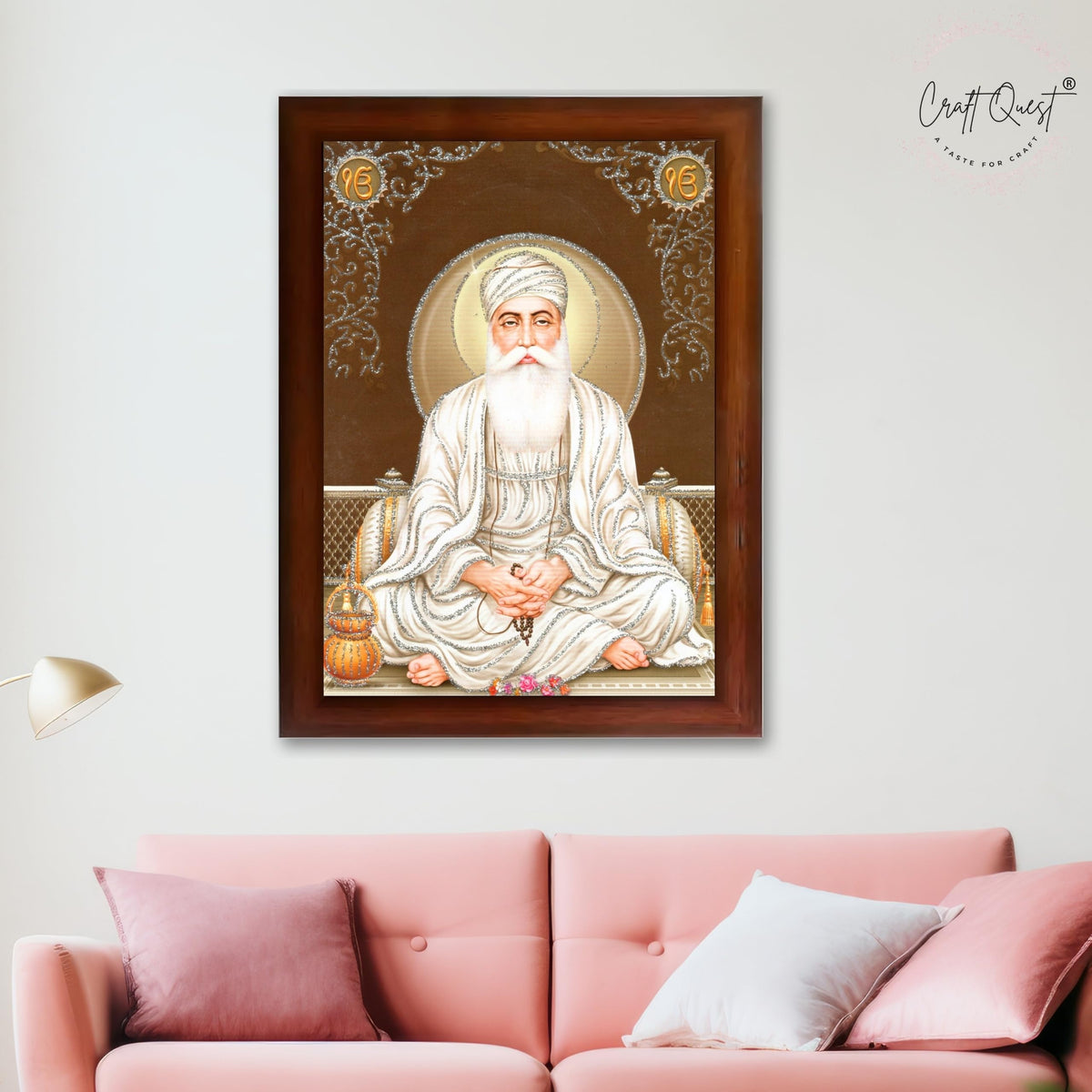 CRAFT QUEST Satnam Waheguru Ji Photo Frame Sikh Guru Photo for Home Decor Religious Painting Decorative Artwork Gift Frame