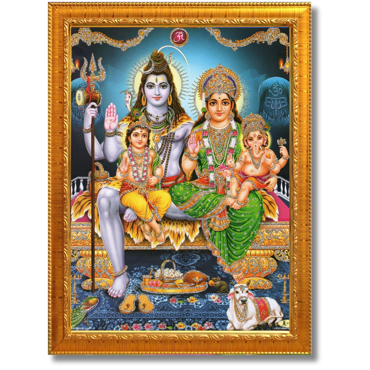 CRAFT QUEST Shiv Parivar Religious Wood Wall Mount Rectangular Photo Frame With Acrylic Glass
