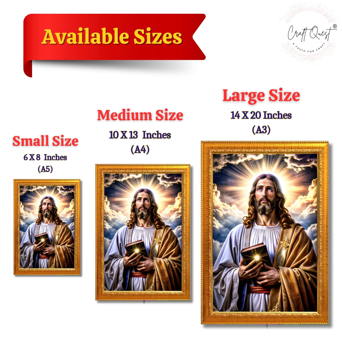 CRAFT QUEST Jesus Christ Christmas Wall Artwork Photo Frame Spiritual Christian Wall Décor for Prayer Room