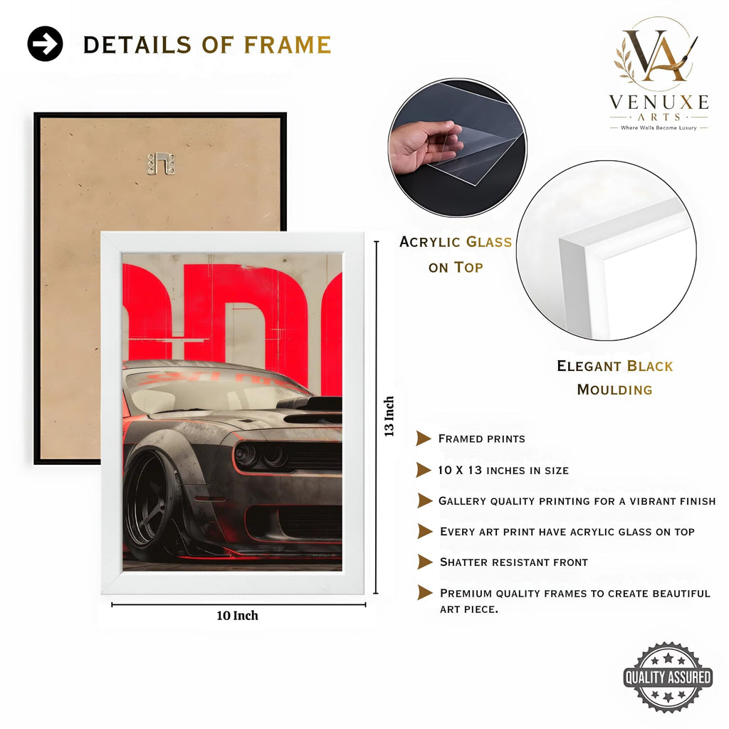 VENUXE ARTS Set Of 3 Big Sports Cars Framed Posters Gift Items for Boys Room Wall Decoration Bedroom Living Room Office Studio Décor | Car Poster Frame for Wall Décor