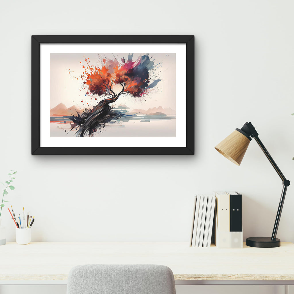 CRAFT QUEST Abstract Tropical Reverie Modern Art Poster Frame for Home & Office Wall Decoration - Portrait, Wall Display (Black, 14x10 Inch Frame with Art Print)
