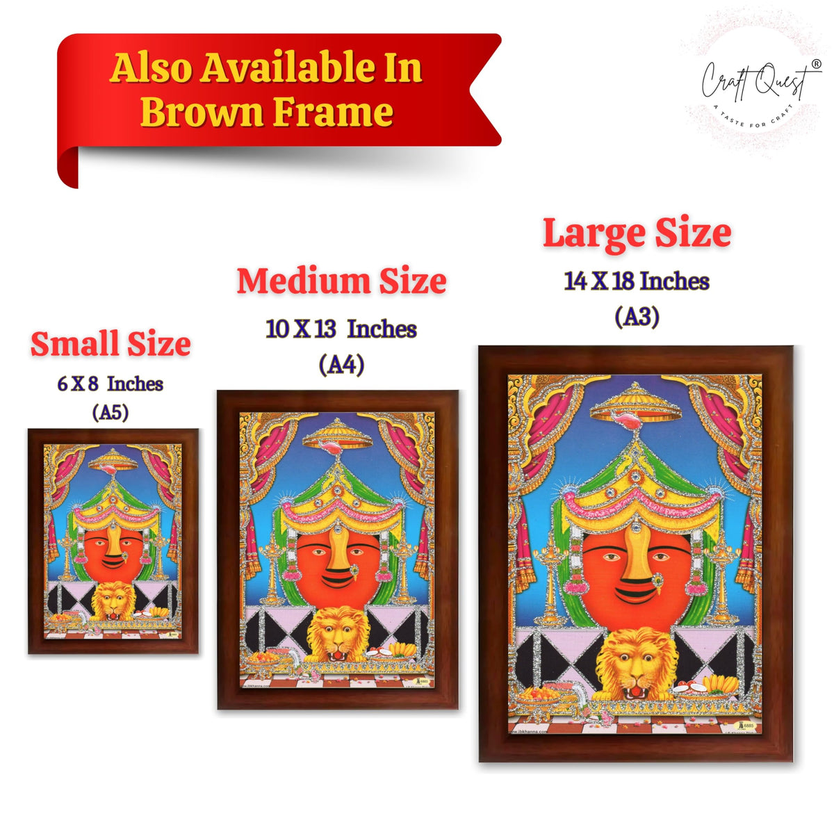 CRAFT QUEST Renuka mata Wooden Photo Frame With Acrylic Sheet For Worship/Pooja