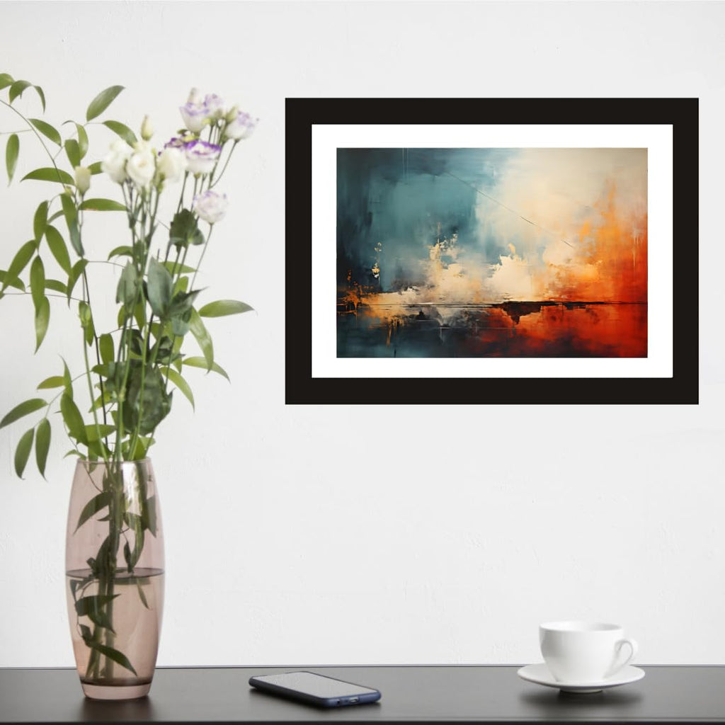 CRAFT QUEST Abstract Modern Art Painting Poster Frame for Home & Office Wall Decoration - Portrait, Wall Display (Black, 14x10 Inch Frame with Art Print)