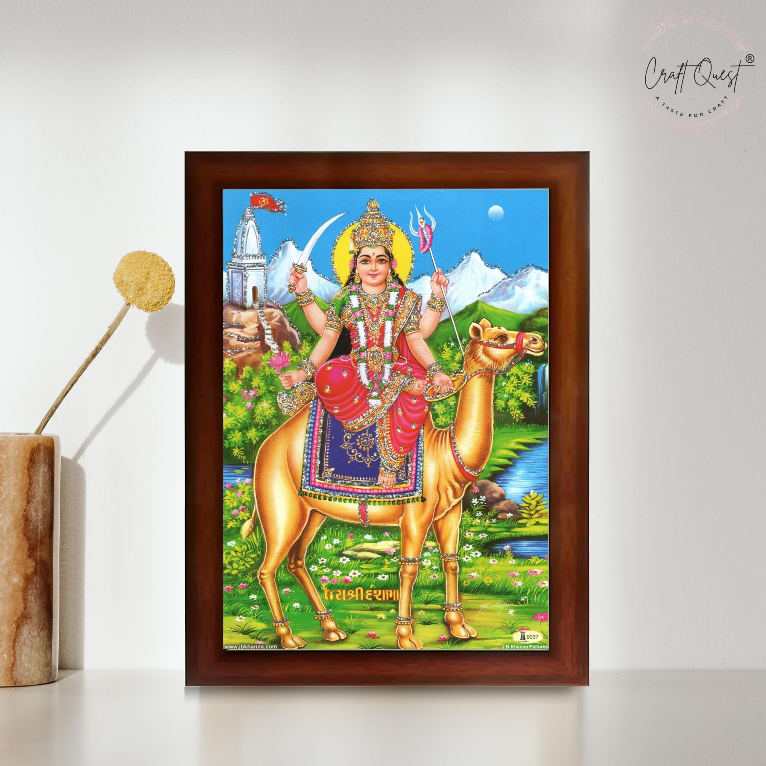 CRAFT QUEST Dasha Devi Mata Maa Shri Momai Dashamaa Wall Painting For Home Decor wooden framed