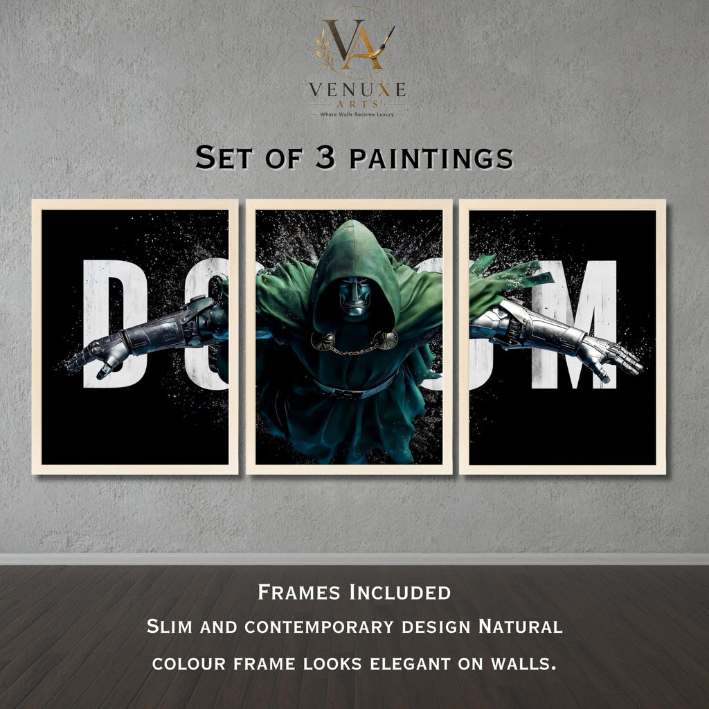 VENUXE ARTS Set Of 3 Anime Characters Wall Framed |Anime Characters Framed Poster for Living Room Bedroom Gaming Room Studio Wall Decor