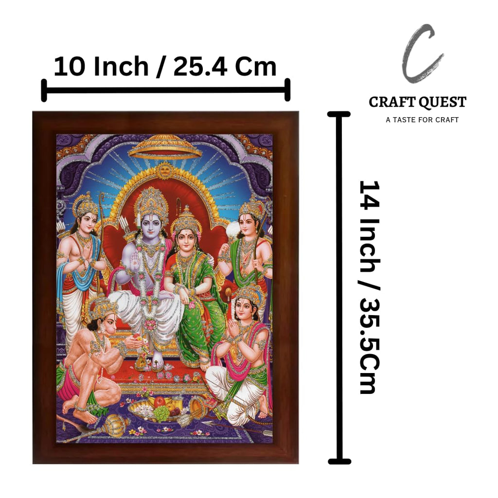 Craft Quest Ram Darbar Sparkle Coated Framed, Home Decorative Gift Item Painting (14 X 10 Inches, Multicolour,Religious) RD1013-502