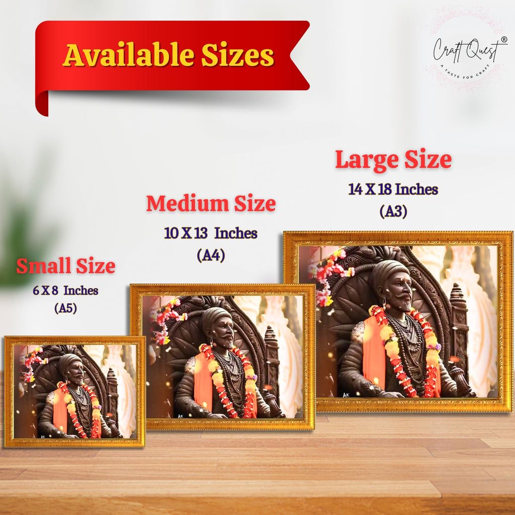 CRAFT QUEST Chattrapati Shivaji Maharaj Wall Photo Frame With Acrylic Sheet | Lightweight | Home Decoration Item | Best Gifting Option