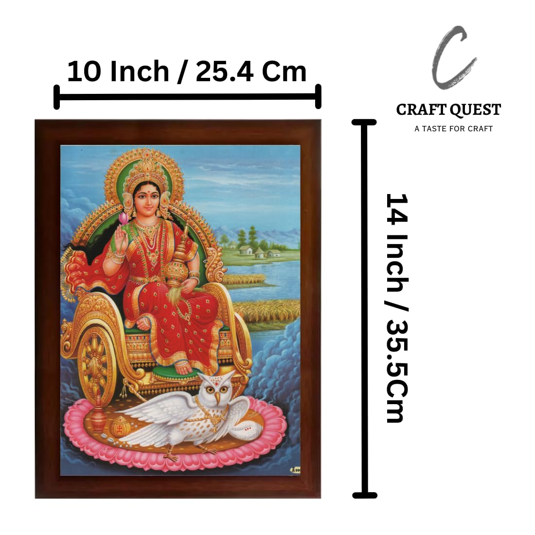 CRAFT QUEST Goddess Lakshmi Devi on Owl Wall Painting Frame Home Decor