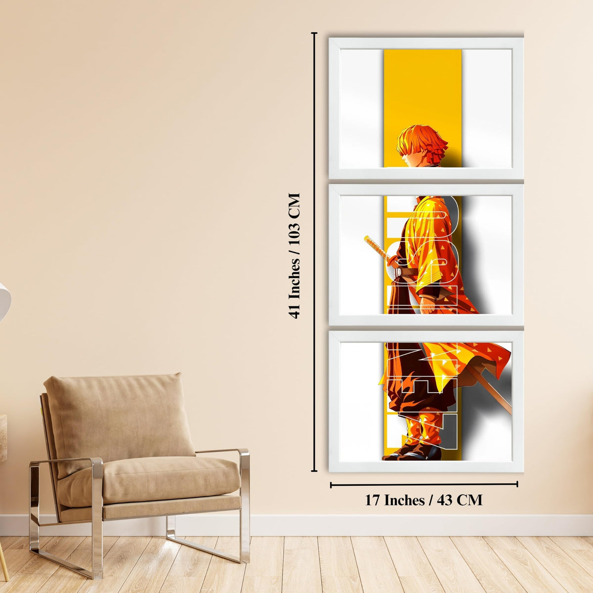 VENUXE ARTS Set Of 3 Anime Characters Wall Framed |Anime Characters Framed Poster for Living Room Bedroom Gaming Room Studio Wall Decor
