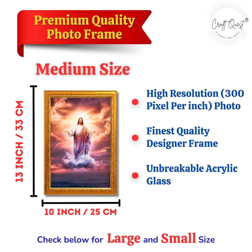 CRAFT QUEST Lord Jesus Christ Blessing Wall Artwork Wood Photo Frame Wall Hanging Décor and Gift Item