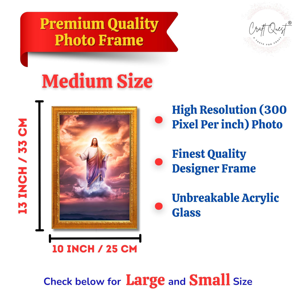 CRAFT QUEST Lord Jesus Christ Blessing Wall Artwork Wood Photo Frame Wall Hanging Décor and Gift Item