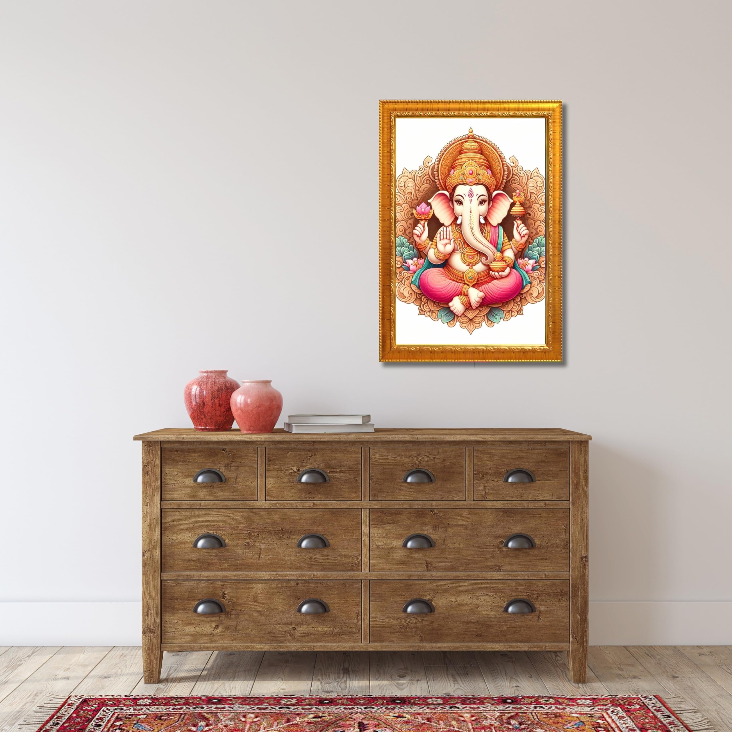 CRAFT QUEST Lord Ganesha Ganesh Ganpati Ganapathi Hanging Wall Painting Framed Home Décor
