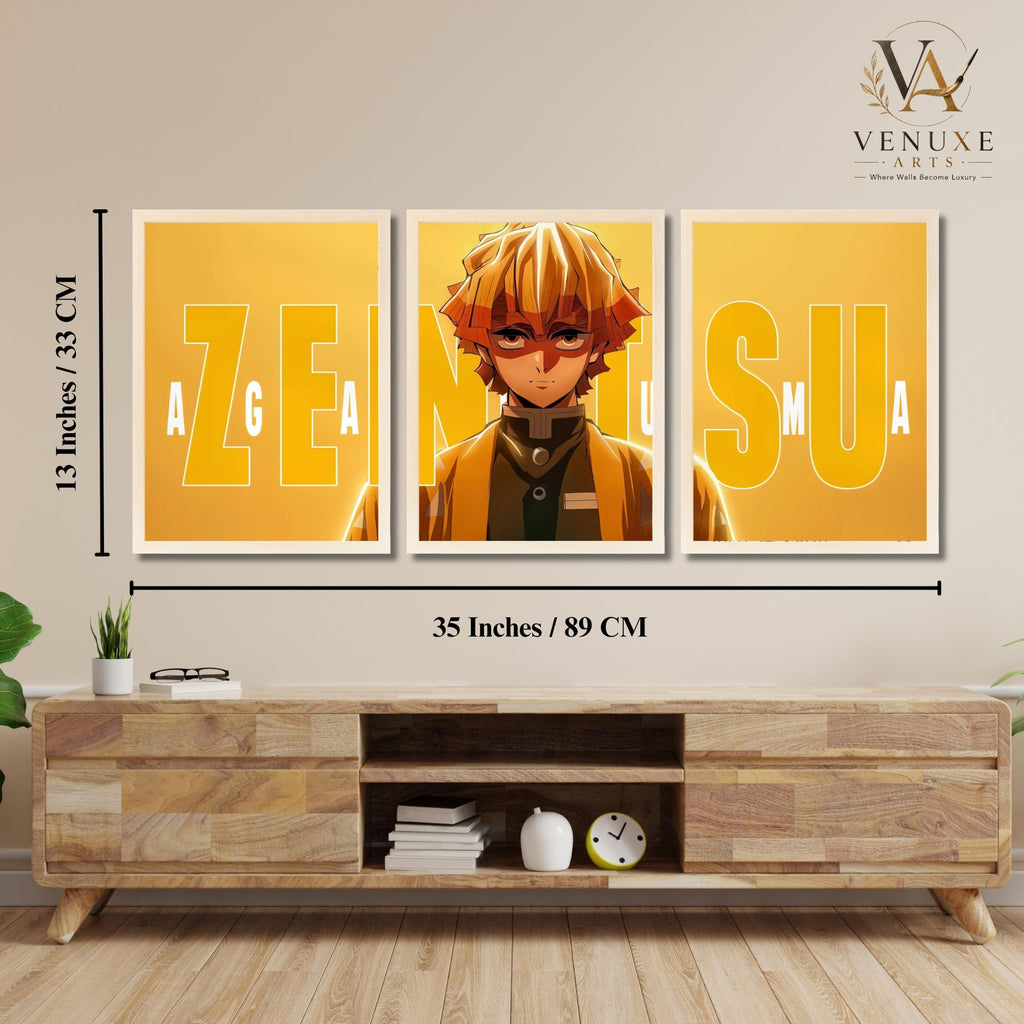VENUXE ARTS Set Of 3 Anime Characters Wall Framed |Anime Characters Framed Poster for Living Room Bedroom Gaming Room Studio Wall Decor