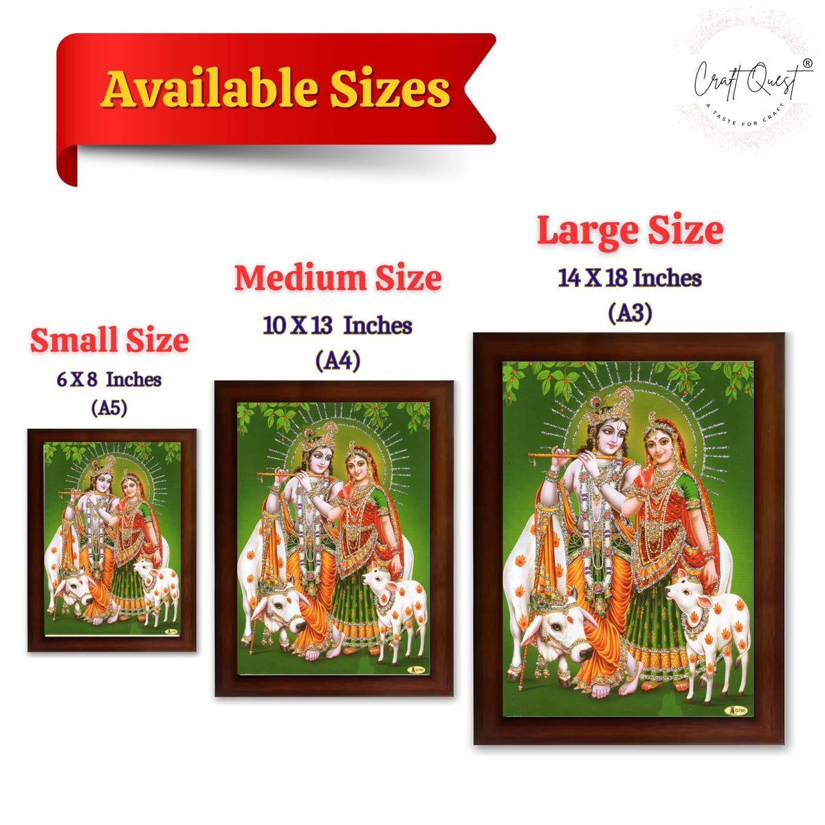 CRAFT QUEST Radha Krishna Flute Painting With Frame Wall Paintings for Living Room, Bedroom, Office Décor