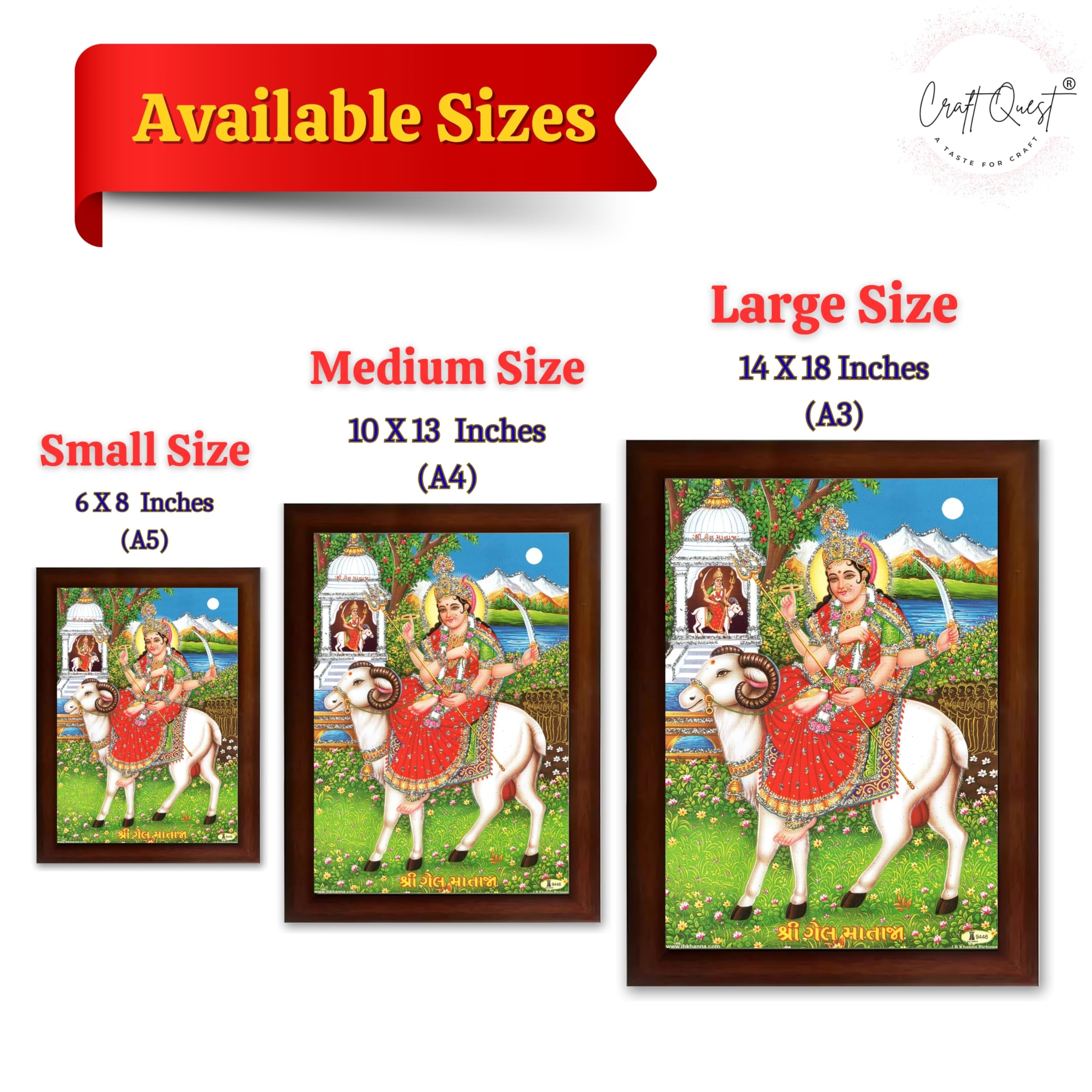 CRAFT QUEST Gel Mata Ji Geldi Maa Devi Mataji Ma Wall Painting For Home Decor wooden framed
