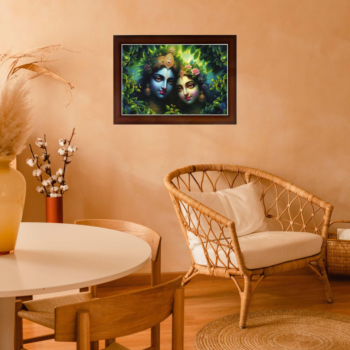 CRAFT QUEST Radha Krishna Art Photo Framed Painting for Home and Bedroom Wall Decoration of Size 14X10 Inches with Frame And Acrylic Glass RK213