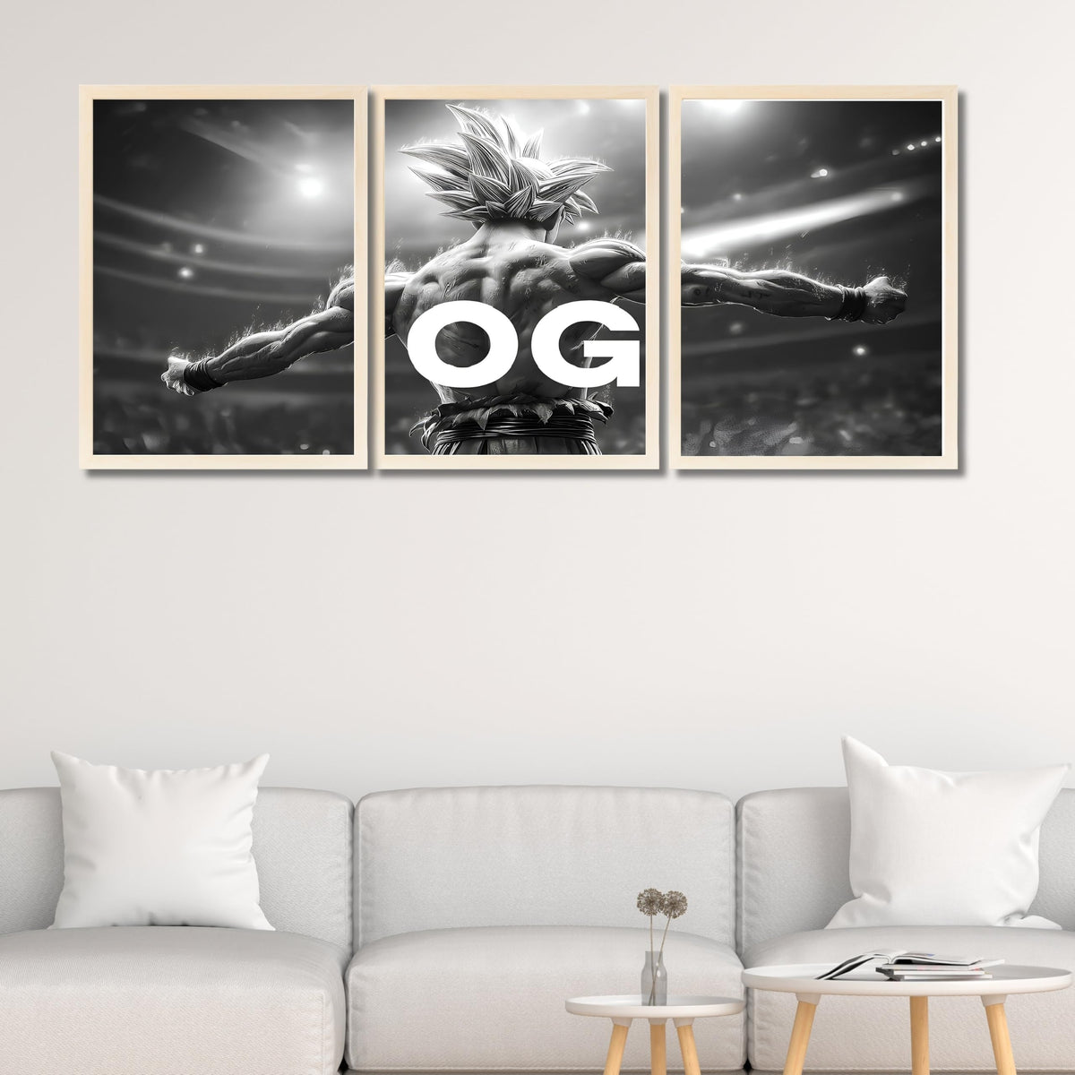 VENUXE ARTS Set Of 3 Anime Characters Wall Framed |Anime Characters Framed Poster for Living Room Bedroom Gaming Room Studio Wall Decor