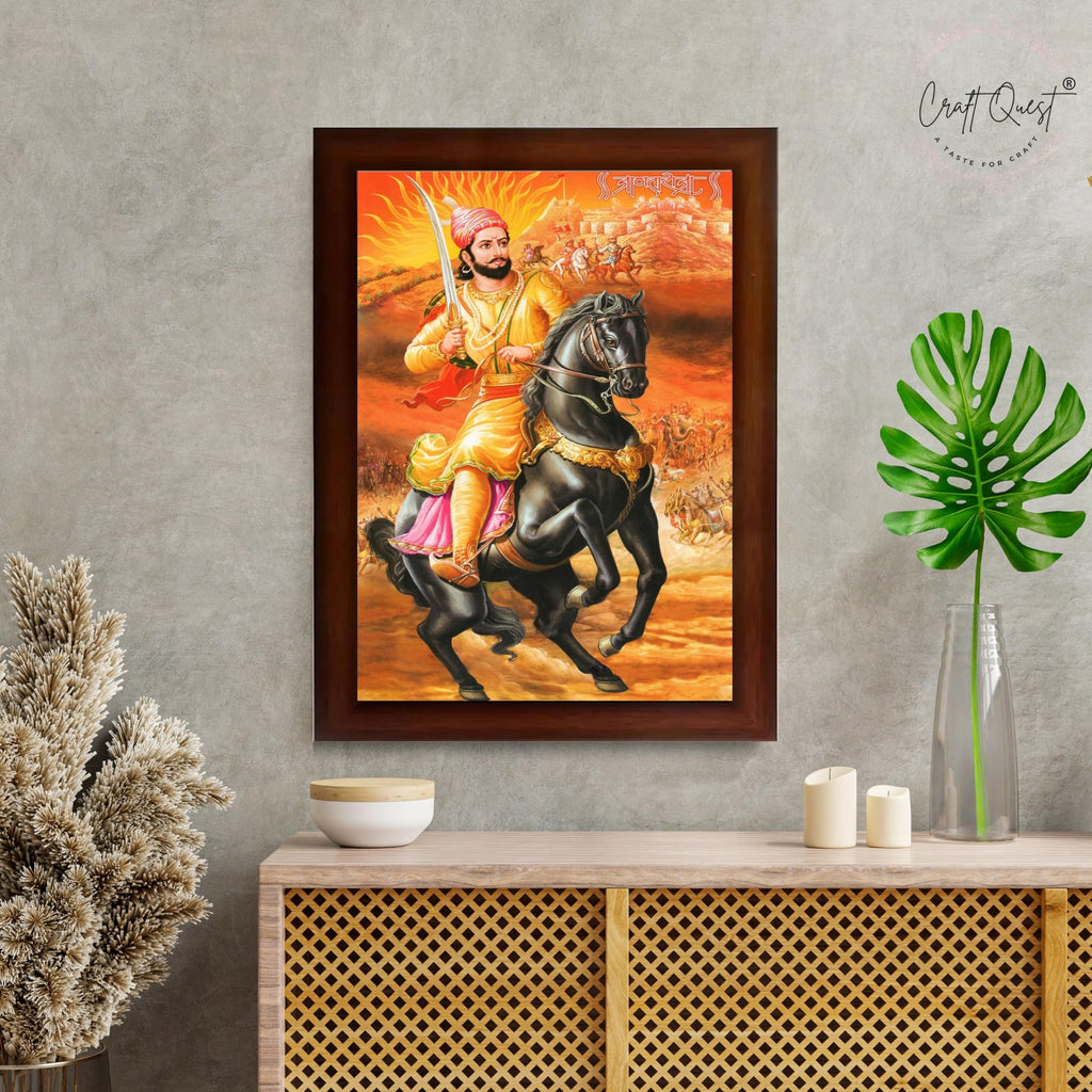 CRAFT QUEST Chattrapati Shivaji Maharaj Wall Photo Frame With Acrylic Sheet | For Living, Pooja Room | Home Decoration Item | Best Gifting Option