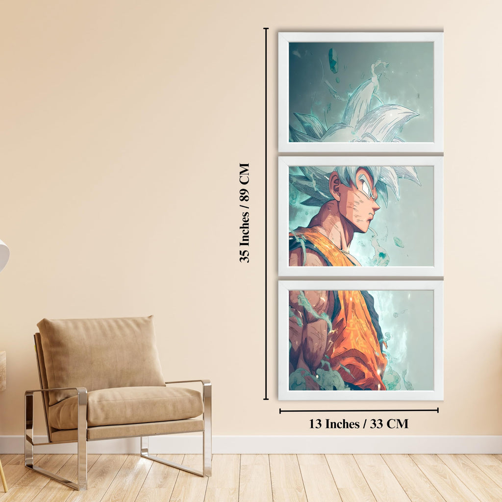 VENUXE ARTS Set Of 3 Anime Characters Wall Framed |Anime Characters Framed Poster for Living Room Bedroom Gaming Room Studio Wall Decor
