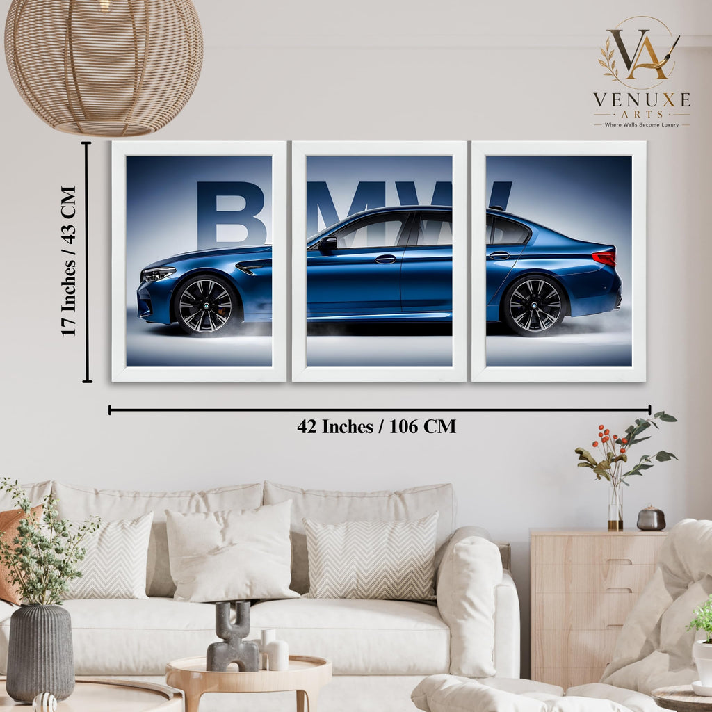 VENUXE ARTS Set Of 3 Big Sports Cars Framed Posters Gift Items for Boys Room Wall Decoration Bedroom, Living Room, Office, Studio Décor | Car Poster Frame for Wall Décor