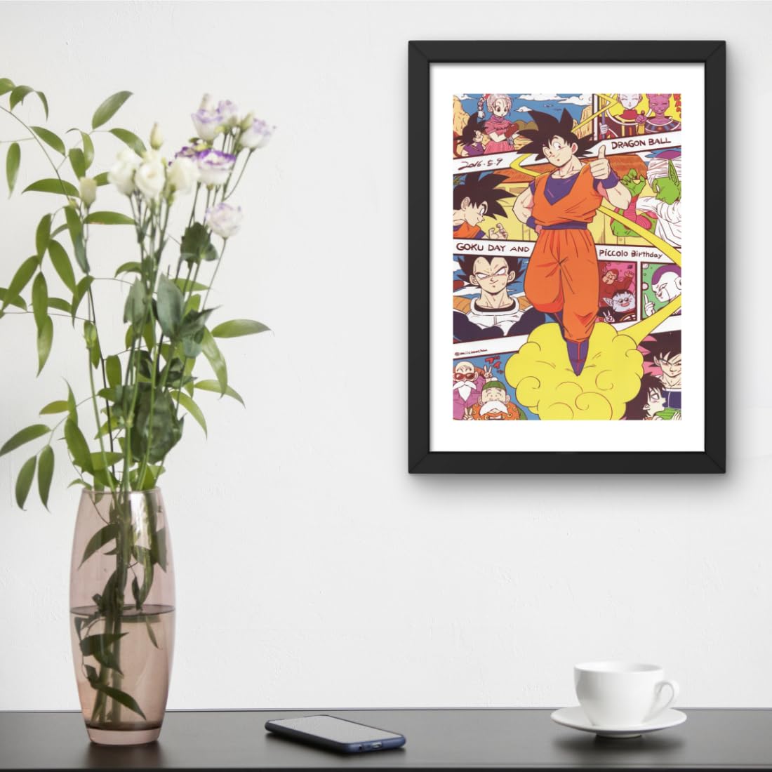 CRAFT QUEST Dragon ball Z Anime Poster Laminated Posters Framed Painting For Anime Naruto Fans Wall Decor, Home Decor with Matte Black Frame (14 Inches x 10 Inches)