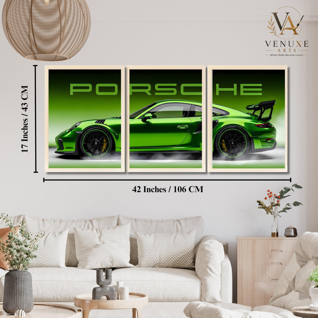VENUXE ARTS Set Of 3 Big Sports Cars Framed Posters Gift Items for Boys Room Wall Decoration Bedroom, Living Room, Office, Studio Décor | Car Poster Frame for Wall Décor