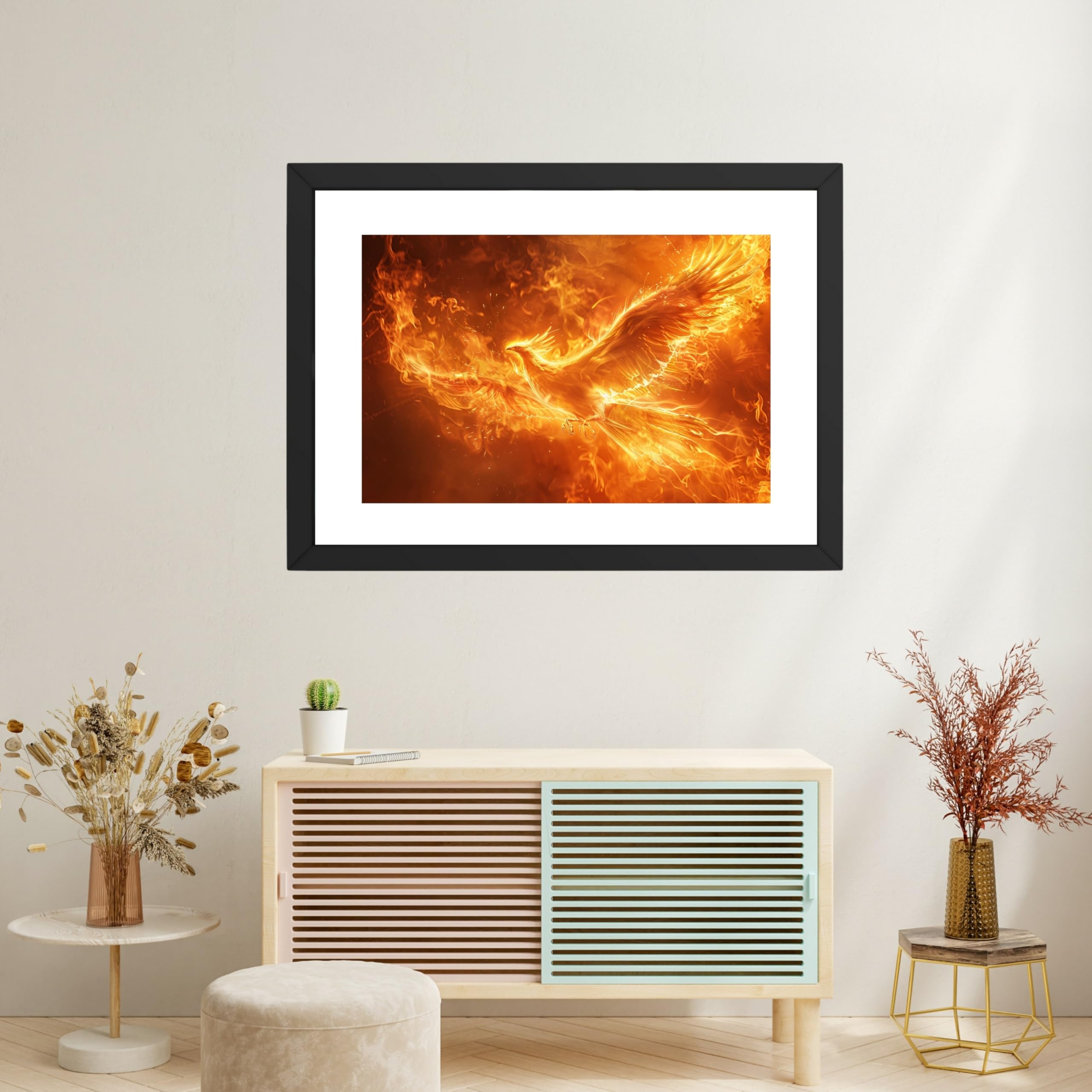 CRAFT QUEST Phoenix Bird Painting – Rising Phoenix Vastu Wall Art – Wall Decoration – Positive Energy Painting for Success, Growth & Spiritual Inspiration