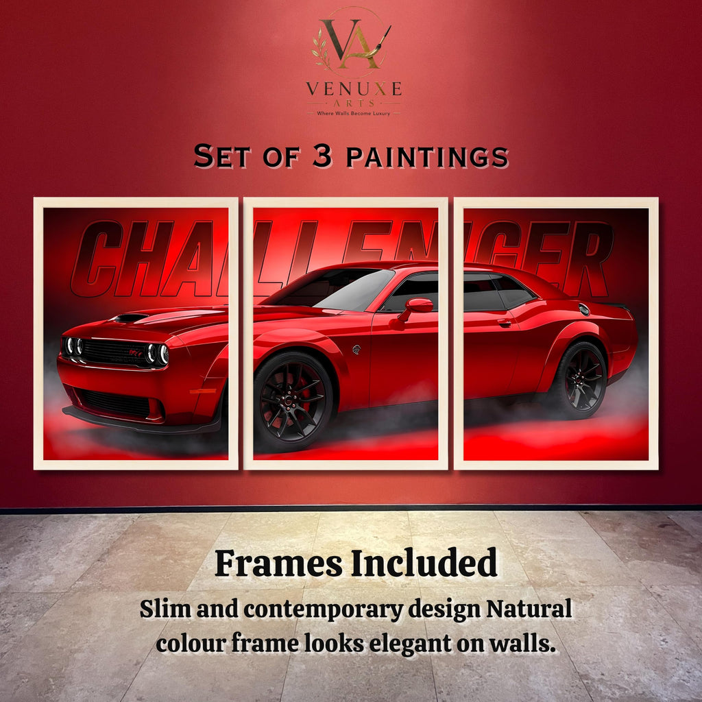 VENUXE ARTS Set Of 3 Big Sports Cars Framed Posters Gift Items for Boys Room Wall Decoration Bedroom, Living Room, Office, Studio Décor | Car Poster Frame for Wall Décor